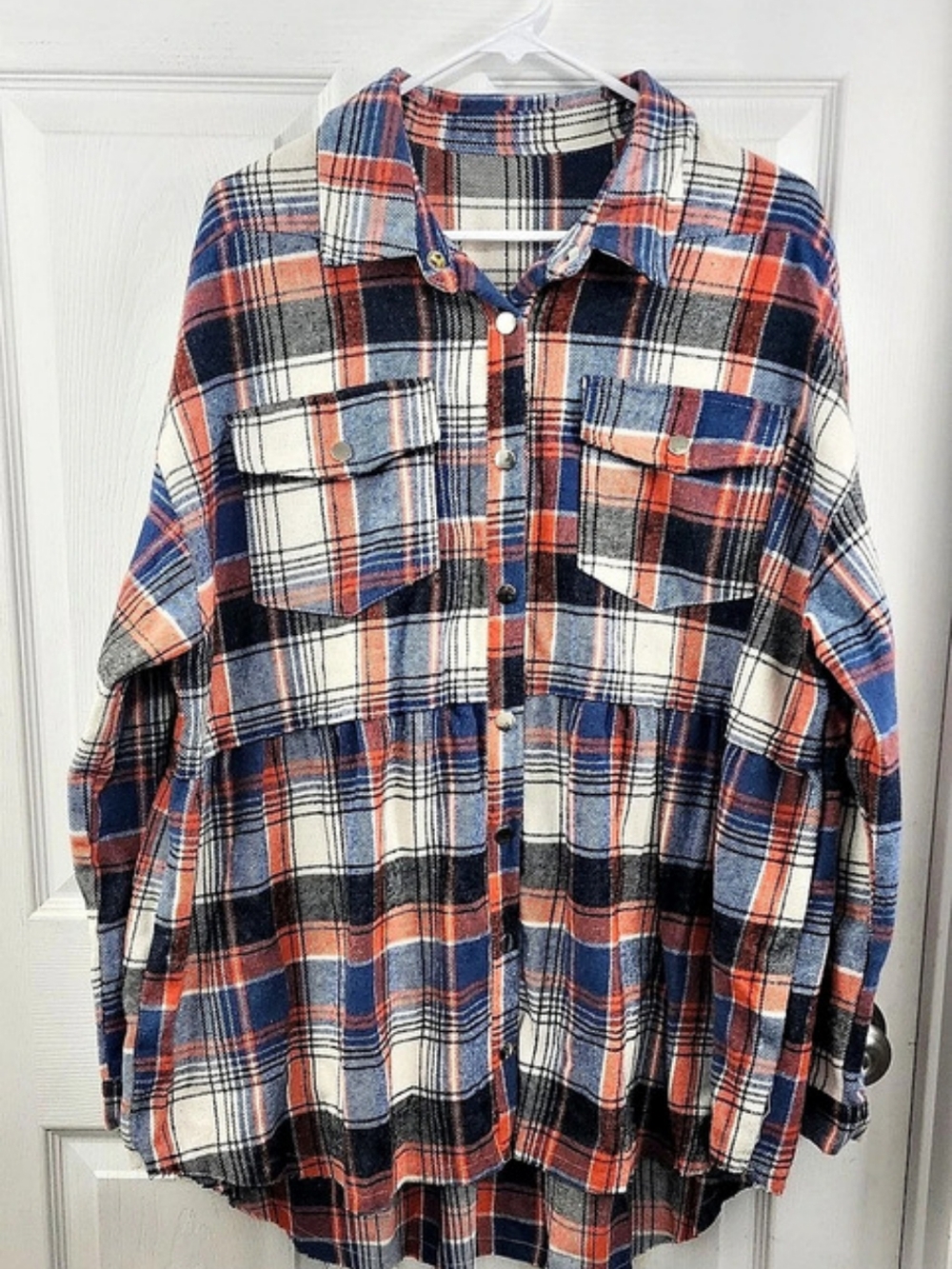 Plaid Button Down in Blue & Orange Size 2XL